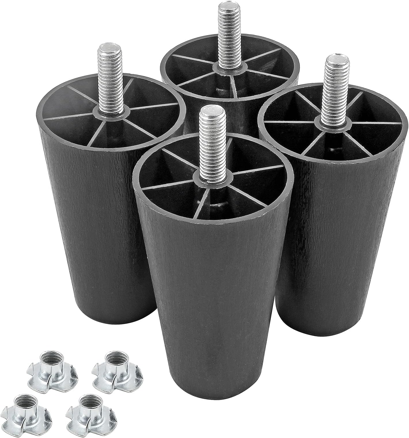 TCHOSUZ 6 inch / 15cm Plastic Furniture Legs, Pack of 4 Mid