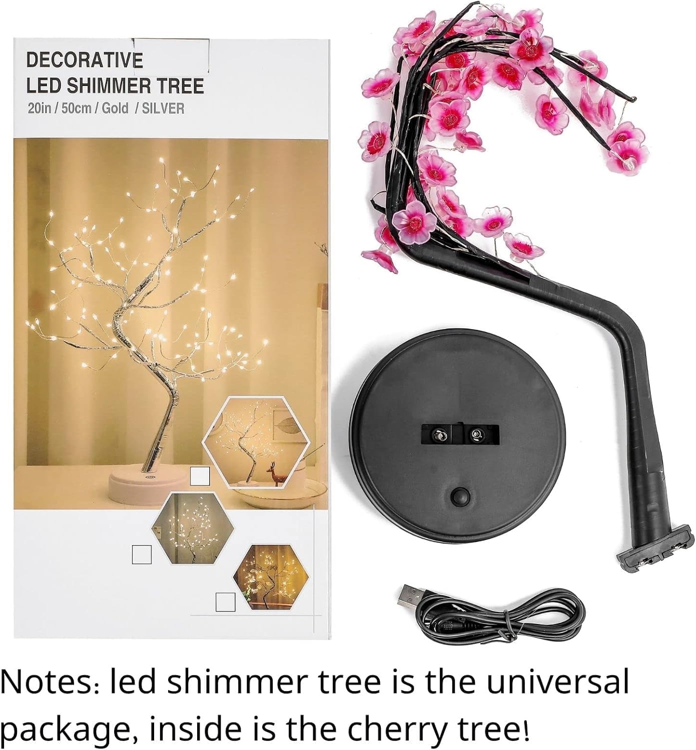 4 Pack Cherry Blossom Tree Lamp, 18inch 36 Led Bonsai Tree Lights, Battery/USB Operated Japanese Decor Night Lights for Bedroom Home Idea, Warm White