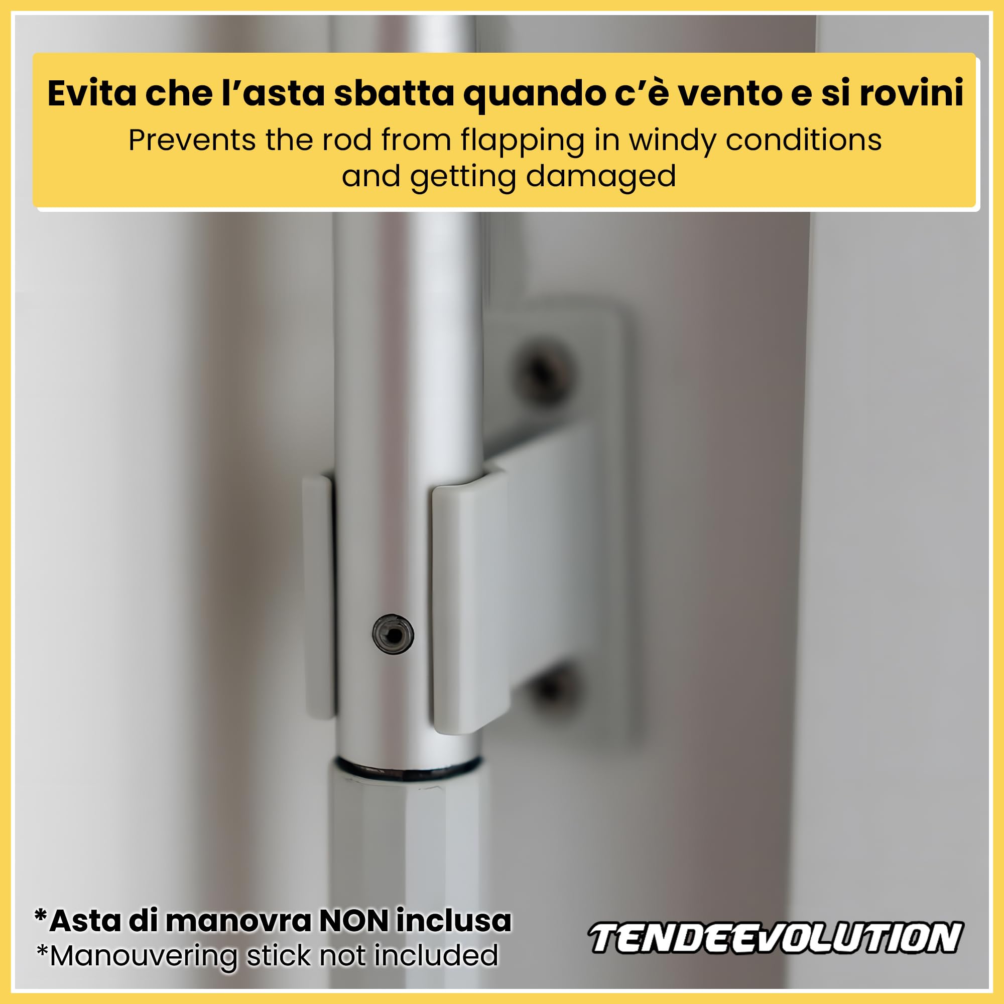 TENDEEVOLUTION Ferma Asta per Tende da Sole in Plastica Resistente, ancoraggio a Muro. Ferma Asta di Manovra Compatibile con qualsiasi Manovella per Tende da Sole, Accessorio Ricambio