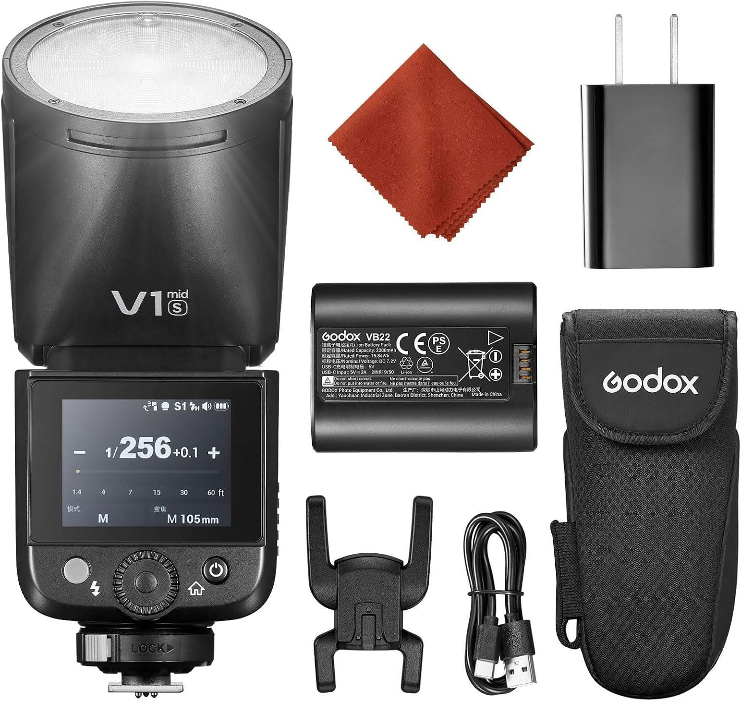 GODOX V1 S mid TTL Flash V1 mini Hot Shoe Flashes V480 Round Head Speedlite for Sony 55Ws 2.4G X Wireless HSS 1/8000s,Full-Color Touchscreen,USB-C Lithium Battery,10-Level LED Modeling Lamp-image-27