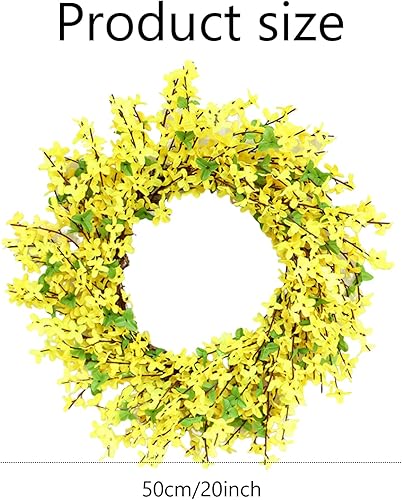Miniatura 7 de Naisicore Forsythia - Corona de primavera de Forsythia artificial amarilla de 20 pulgadas, decoración de guirnalda colgante de puerta delantera,