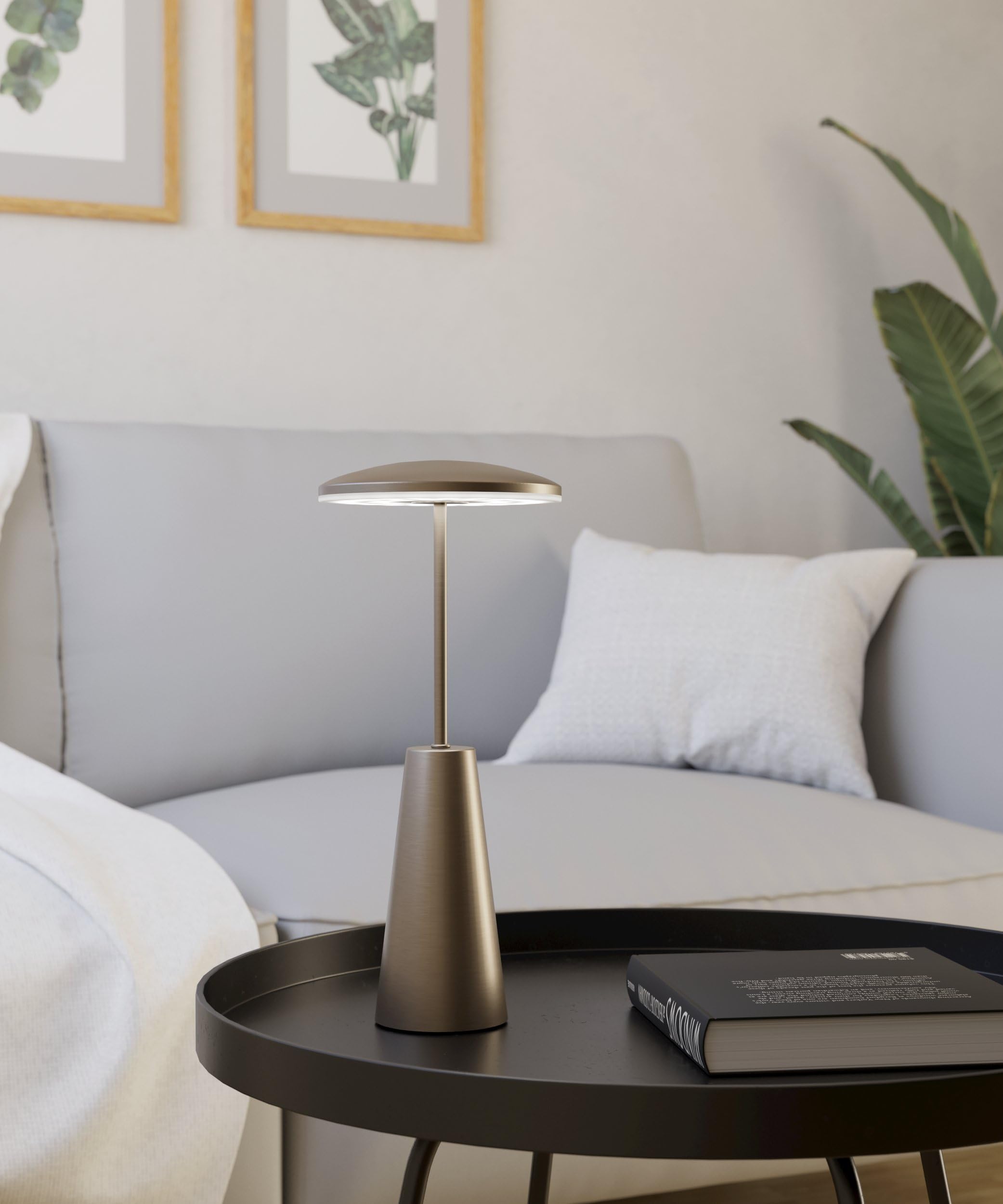 EGLO LED Außen-Tischlampe Piccola touch dimmbare | Nachttischlampe mit einstellbarer Lichtfarbe, Outdoor Tischleuchte aus Metall in Bronze, Lampe für Balkon und Terrasse, IP54
