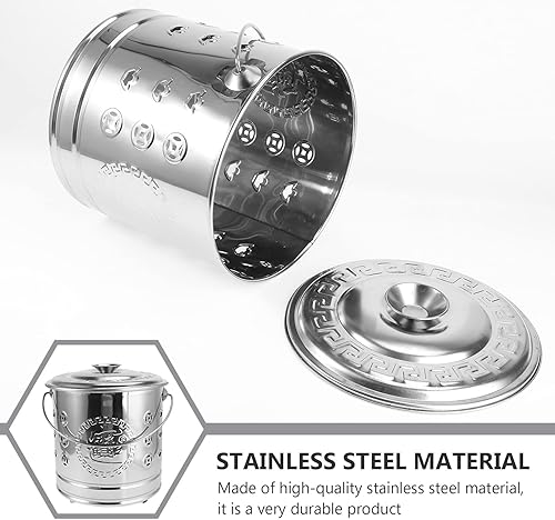 Miniatura 2 de 1 Unidades de acero inoxidable quemar barril metal incinerador puede con horno de jardín de pinzas para madera hojas de basura quemando plata