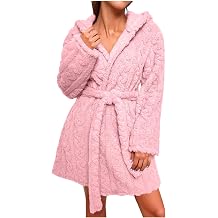 Dressing Gown Womens Fluffy Teddy Flannel Fleece Bath Robe Winter Warm and Cosy Hooded Dressing Gown Oversized Lightweight Loungewear Cosy Bathrobe Comfy Soft Plush Housecoat
