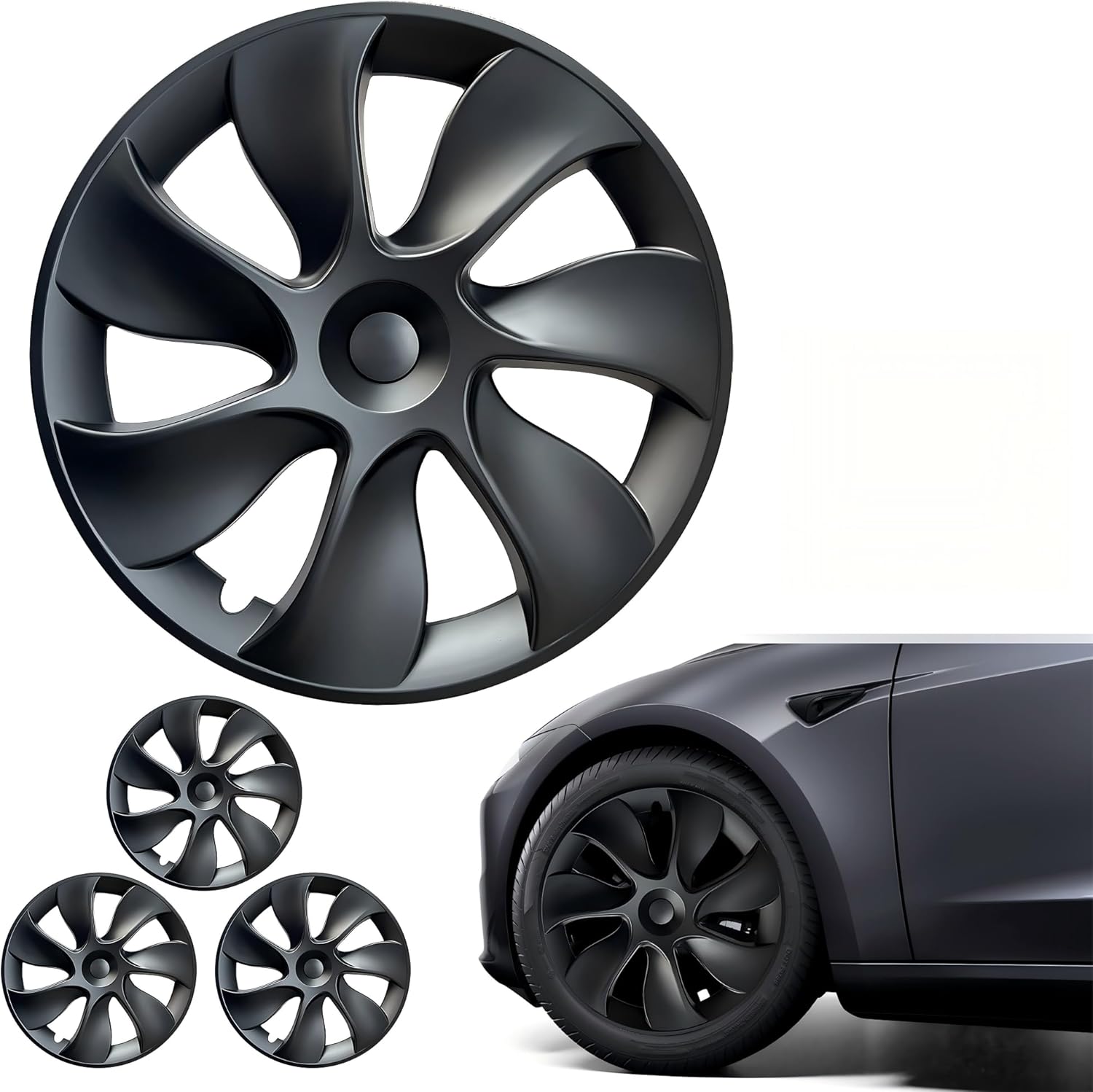 (Similar )19 Inches Wheel Covers for Tesla Model Y 2024 2023 2022 2021, Hub Protection Accessory, Replacement for Model Y Rim Protector, ABS Hubcaps 4-Piece