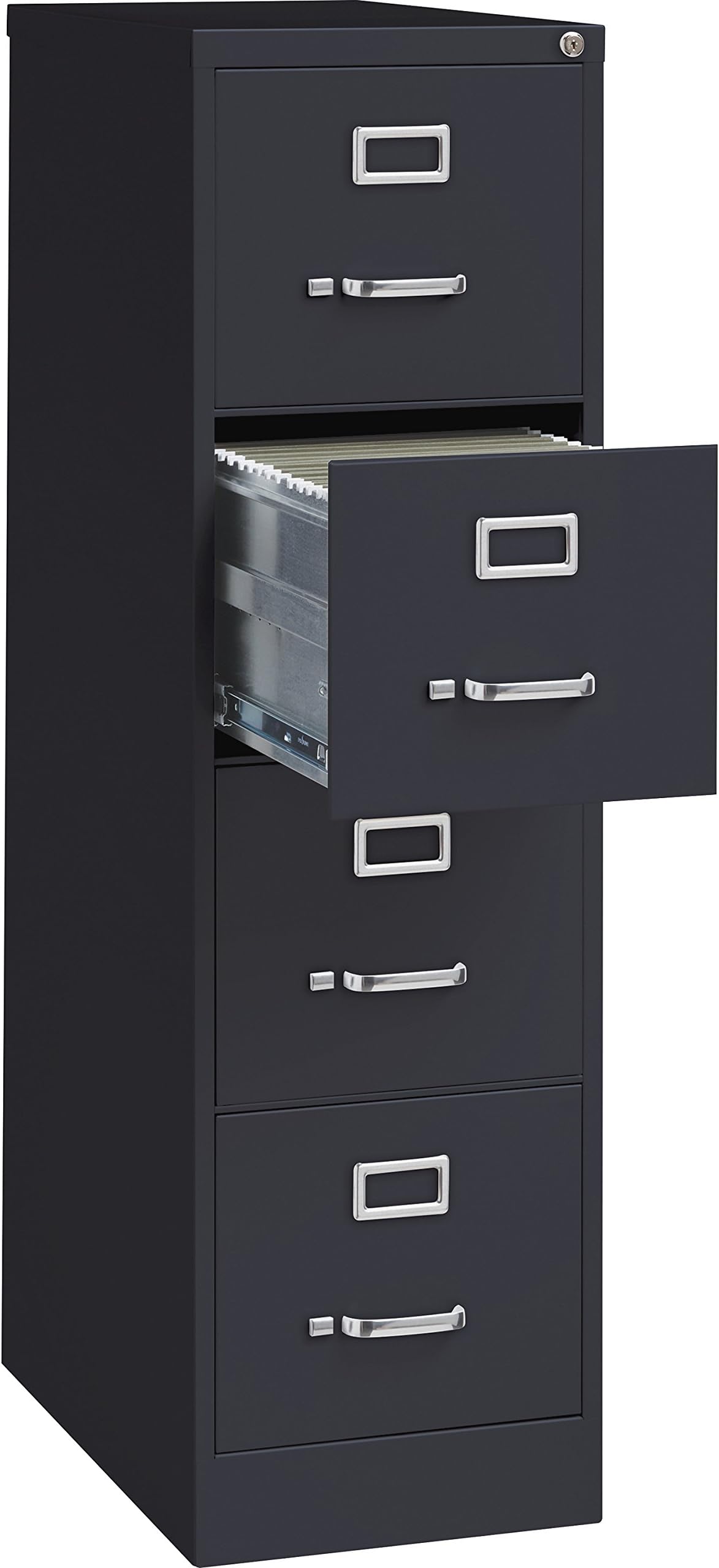 Lorell 4-Drawer Vertical File with Lock, 15 by 25 by 52-Inch, Black
