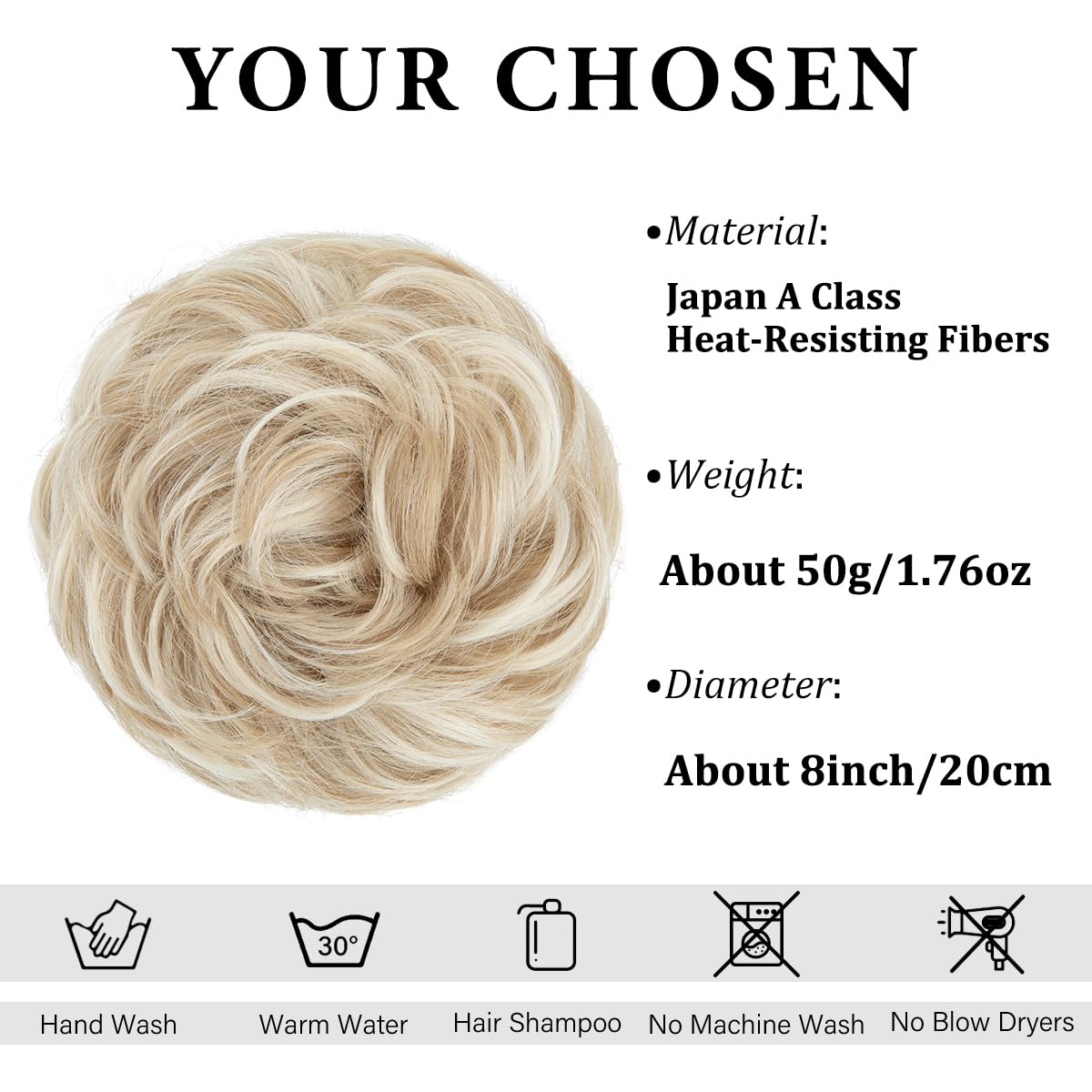 SARLA Messy Bun Hair Piece for Womens Synthetic Scrunchies Buns Extension Hairpieces Updo Pony Tail Cream Blonde - Image 2