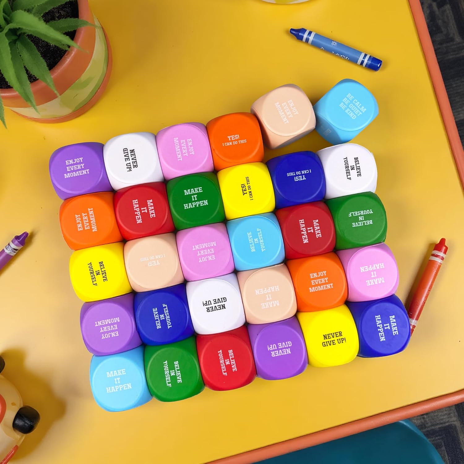 30PCS Colorful Motivational Stress Ball Stress Cube Set for Motivational Suitable for Parties Gift Party Favors Classroom Rewards Hand Exercise Gift for Office Classroom School Supplies