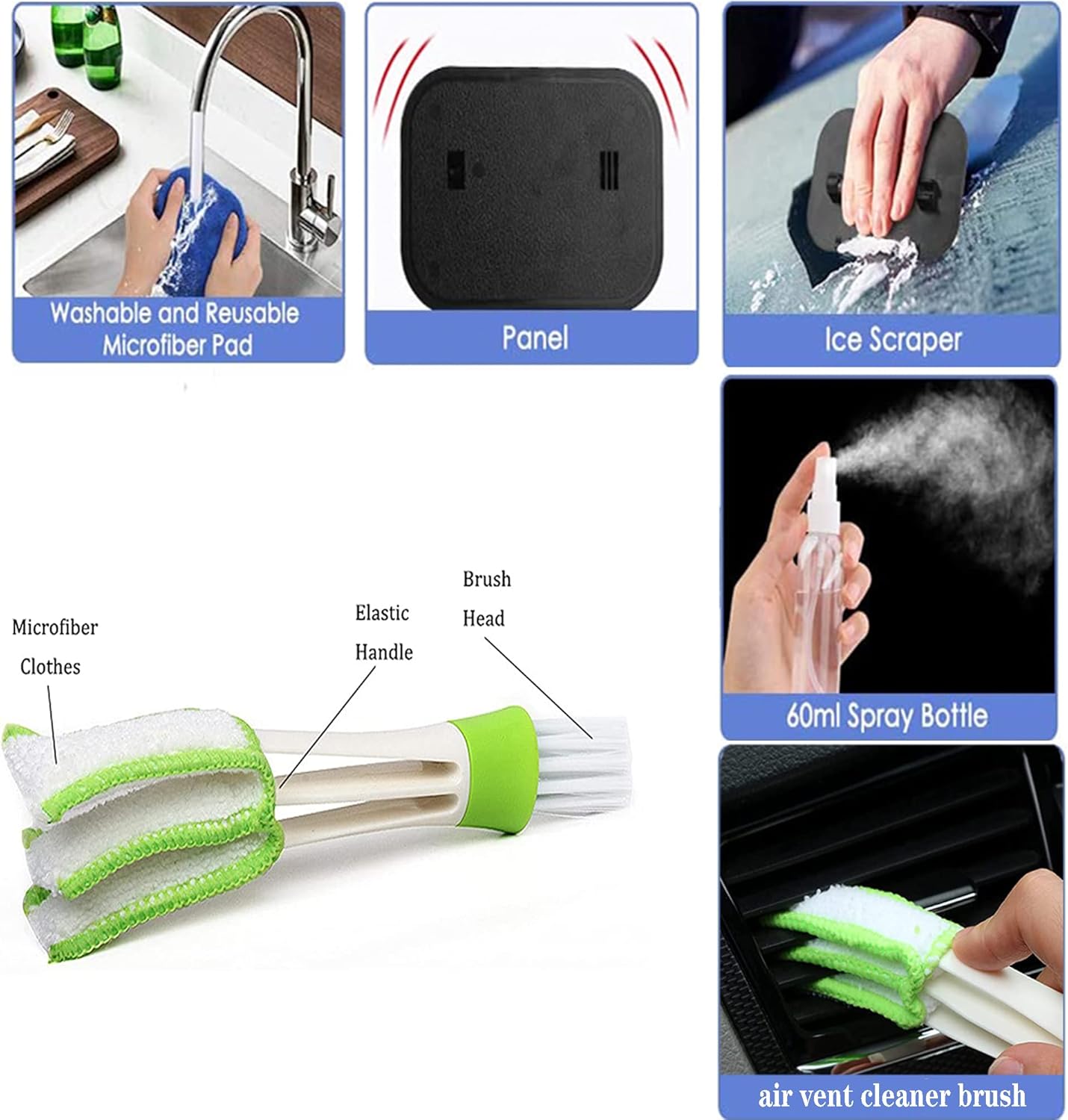 Windshield Cleaner Tool Car Window Cleaner Inside Windshield Wiper Brush Tool Scalable and rotatable Long Handle (22inch) with Washable Microfiber Cloths Pads 5 Windshield Cleaner Tool Car Window Cleaner Inside Windshield Wiper Brush Tool Scalable and rotatable Long Handle (22inch) with Washable Microfiber Cloths Pads