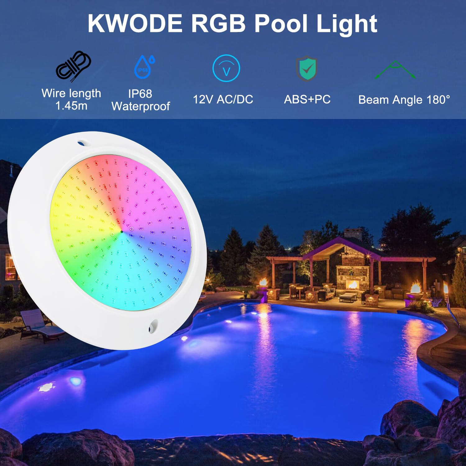 Foco de Piscina LED Par56, 20W RGB iluminación de la Piscina con mando a distancia, IP68 bajo el agua de iluminación LED, AC/DC 12V lámpara de la piscina reemplazar PAR56 foco y foco halógeno