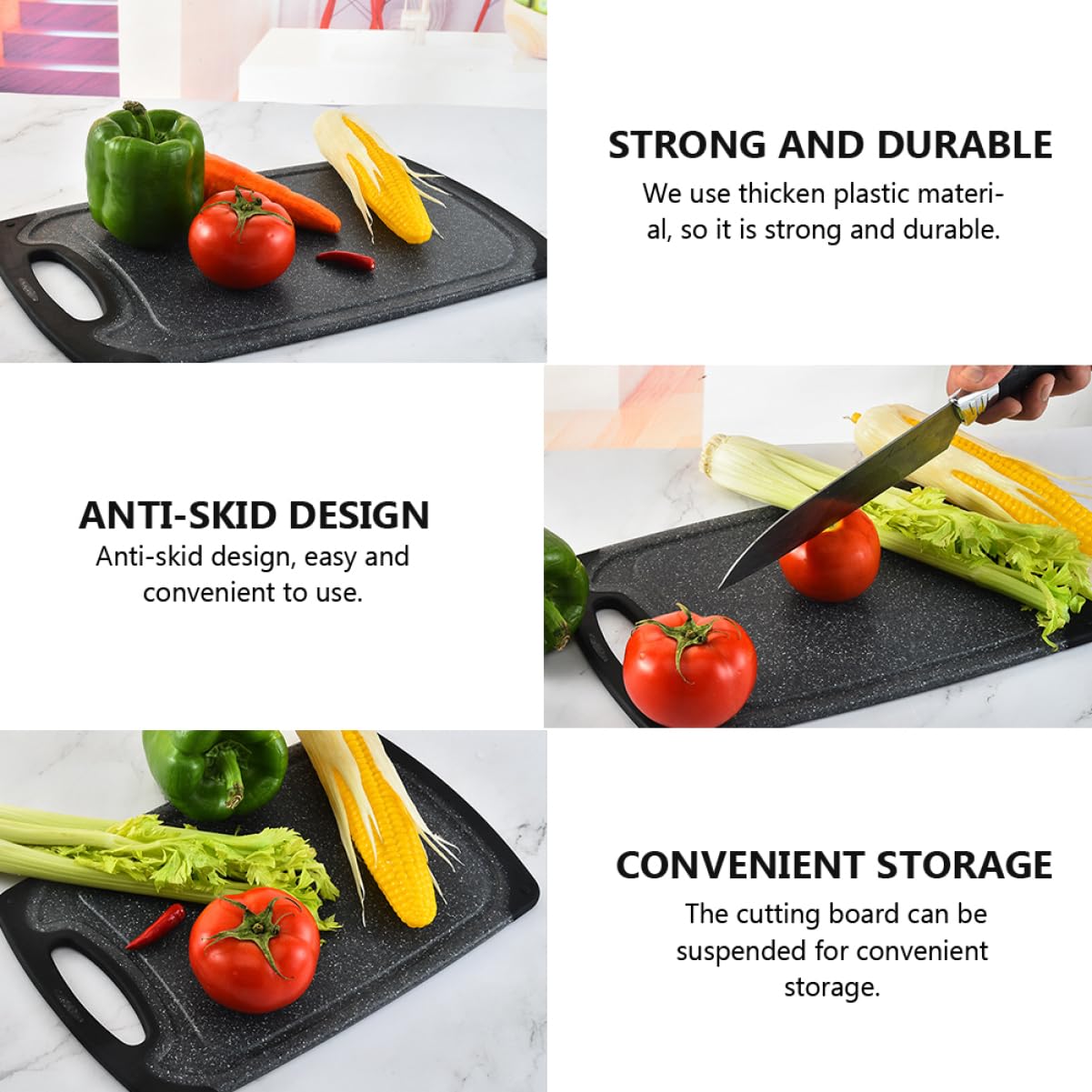 TOPBATHY 3pezzi Tagliere Antiscivolo in Plastica per Uso Domestico Tagliere per Carne e Verdure Tappetini per Taglieri