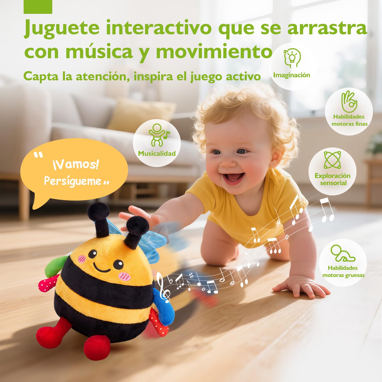 hahaland Juguetes Bebes 6-12 Meses - 4 en 1 Abeja Bailarín con Música & Grabación, Peluche Interactivo Juguetes Niños 1 año - Tummy Time Regalos Bebe 6 9 12 Meses