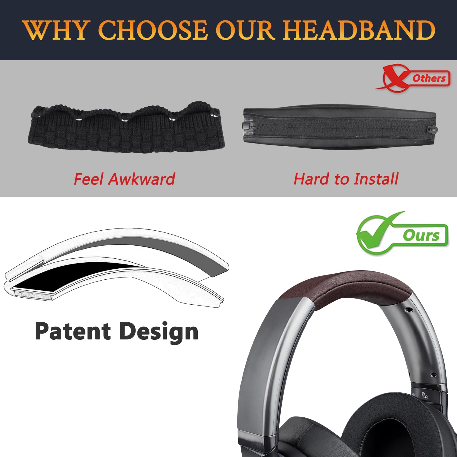 SOULWIT Protein Leather Replacement Headband Cover for Sony MDR-1ABT(1ABT MDR1ABT) Headphones - Image 3