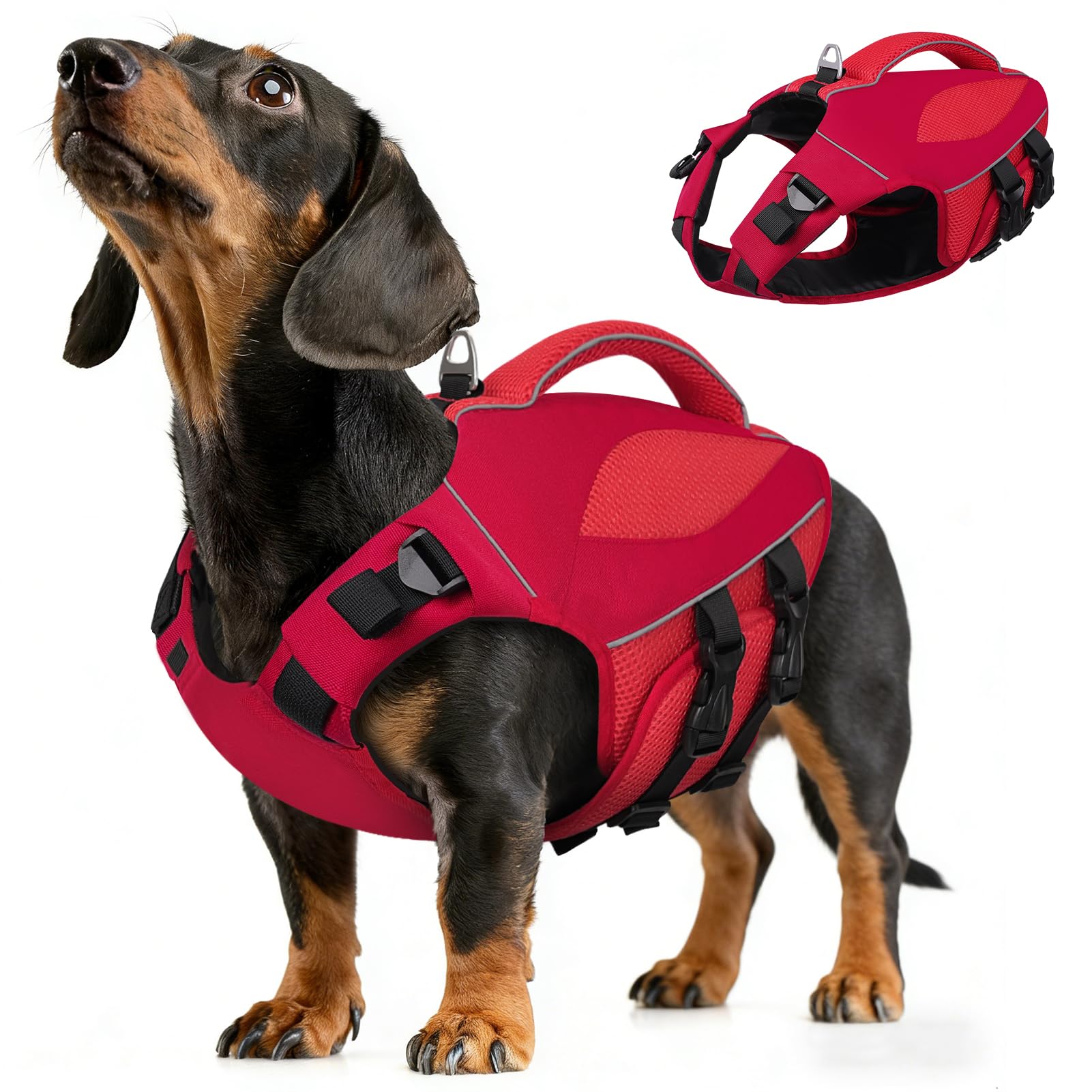 AOFITEE Hundeschwimmweste Hunde, Hoher Auftrieb Schwimmweste Hund mit Rettungsgrif, Leicht Sicher Dog Life Jacket Hund Rettungsweste Reflektierend Hundeweste Schwimmen für Wassersport