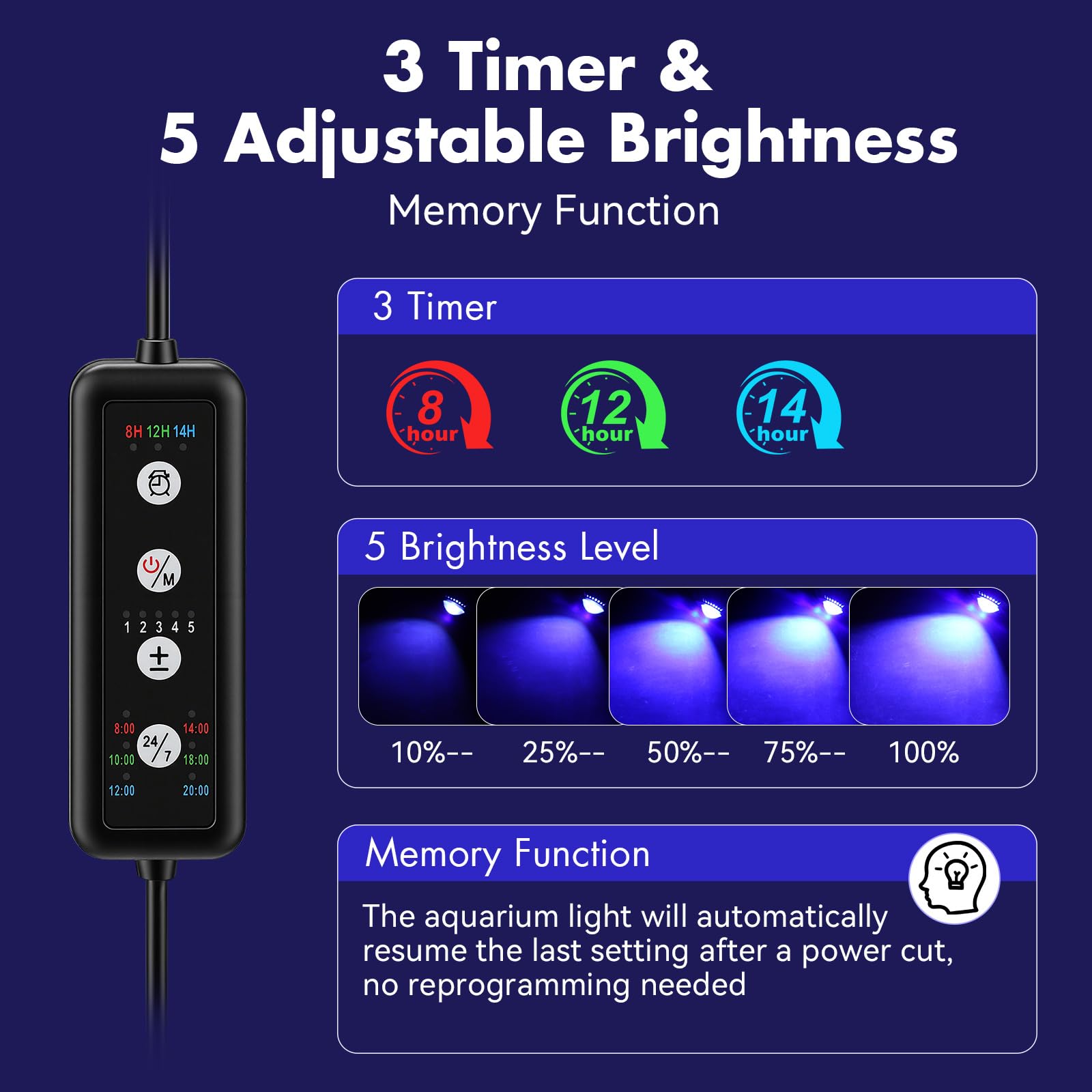 hygger Illuminazione a LED per acqua di mare, 35 W, 4 modalità, 3 timer, collo di cigno regolabile a 360°, lampada per acquario Reef Coral SPS/LPS