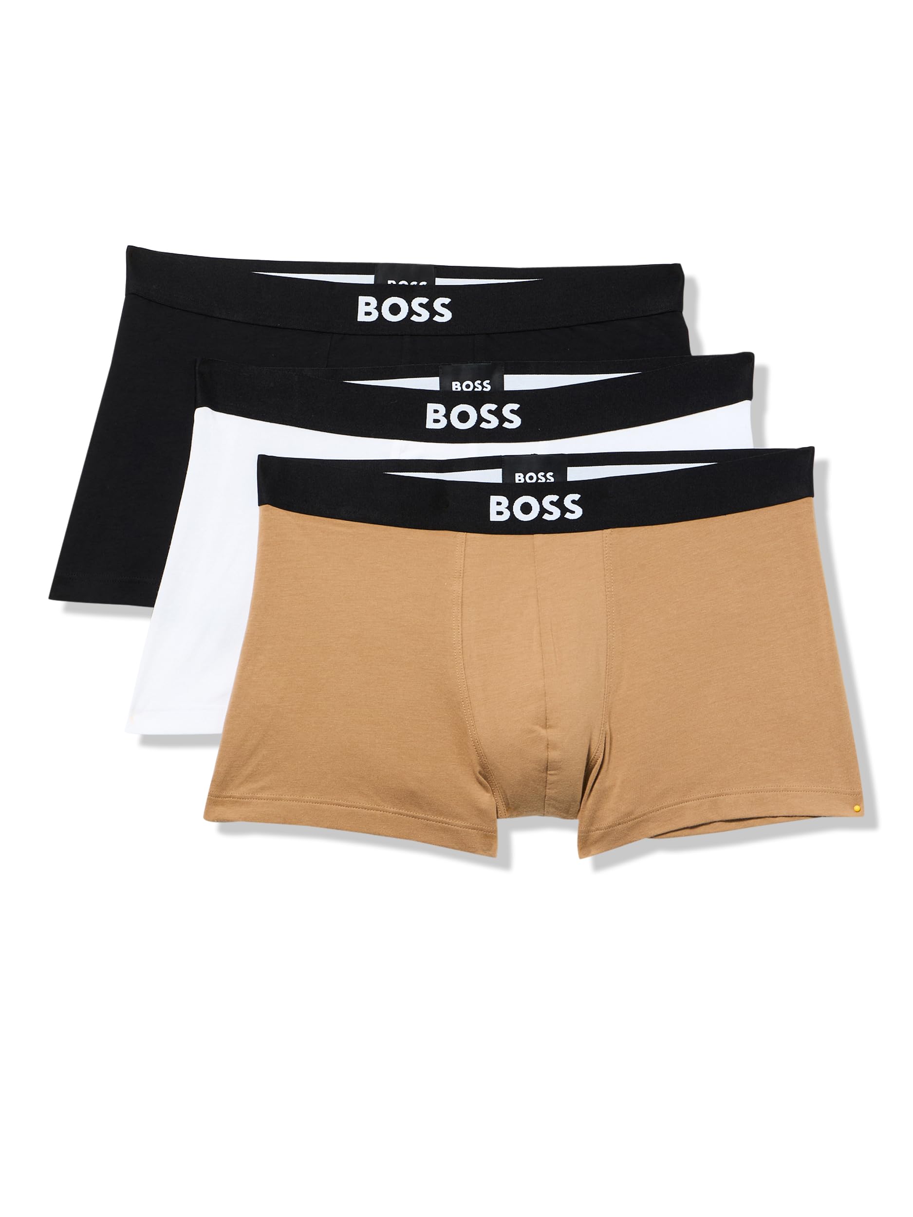 BOSS Men's 3-pack Logo Icon Trunks Large White/Iconic Camel/Black