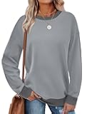 Sweatshirts for Women Crewneck Long Sleeve Loose Fit Tops Color Block Ribbed Trim Fashion 2025