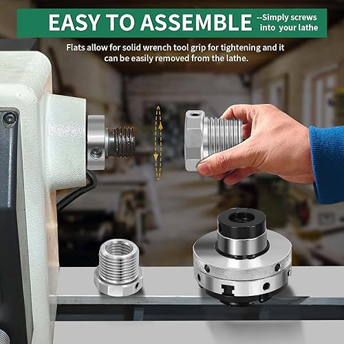 Miniatura 44 de Adaptador de husillo de cabezal de torno, convierte 1 "x 8TPI a 3/4" x 16TPI para torno de carpintería