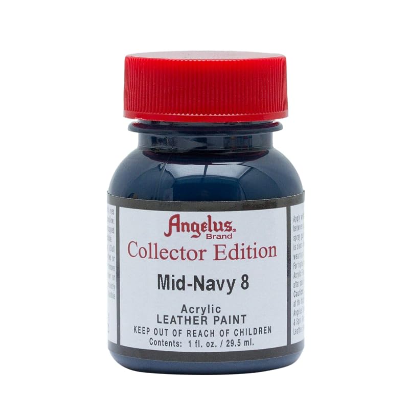 Tinta acrílica para couro Angelus Collector Edition Mid-navy 8, acabamento fosco, frasco de 30 mL