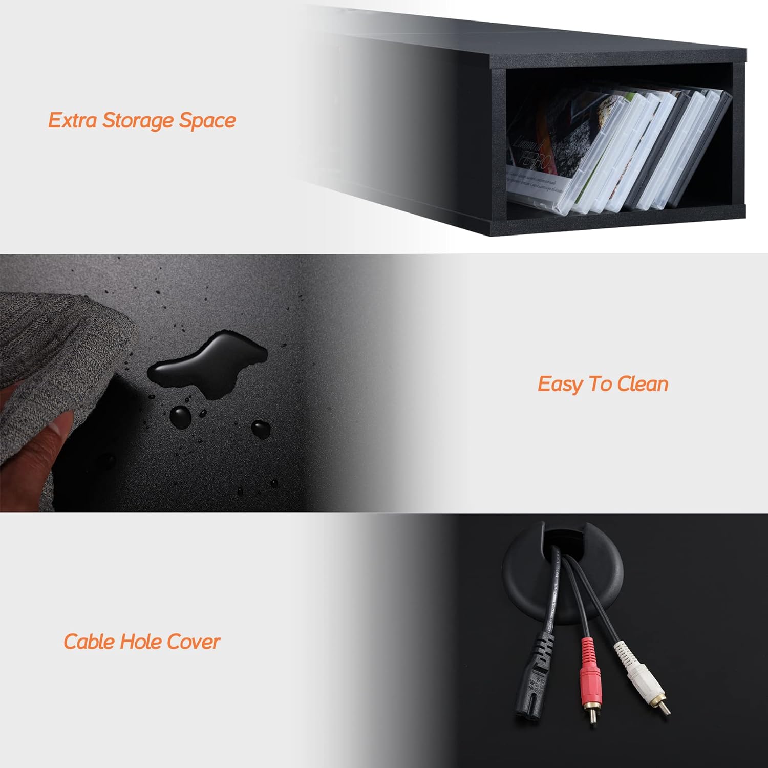 WAMPAT 70 inch Floating TV Shelf for TVs Up to 75 inch, Floating TV Stand with Storage Under TV for Living Room, Entertainment Center for Wall, Black - Image 4