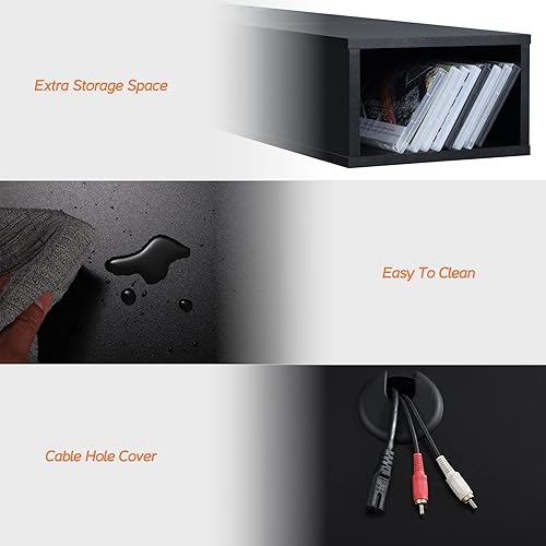 Miniatura 4 de WAMPAT Estante flotante de TV de 70 pulgadas para debajo de la TV, soporte de TV flotante para 75 televisores, soporte de pared para consola