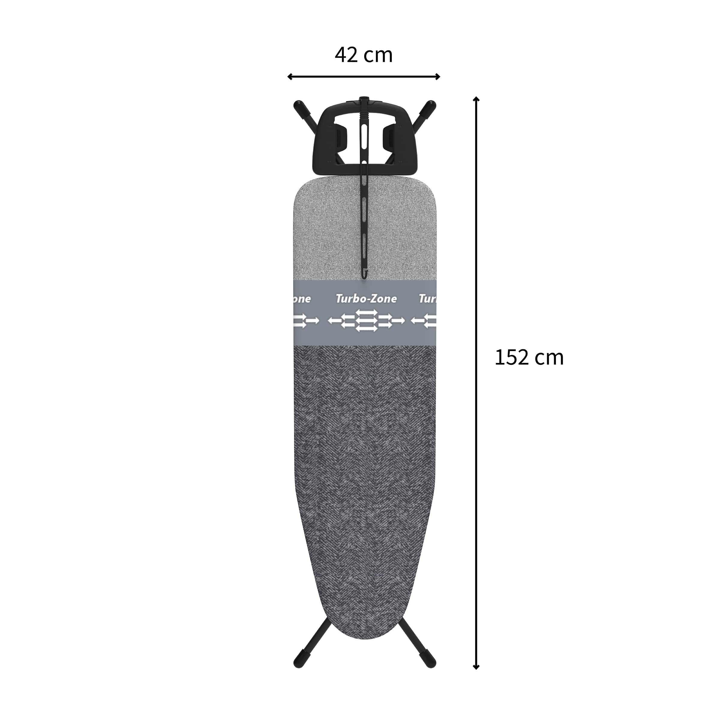 Rörets Asse da Stiro Exclusive Dual Action - Tecnologia Turbo, Park Zone, Imbottitura Termica a 4 Strati, Supporto Cavi e Telaio Regolabile fino a 97 cm - 120 x 38 cm