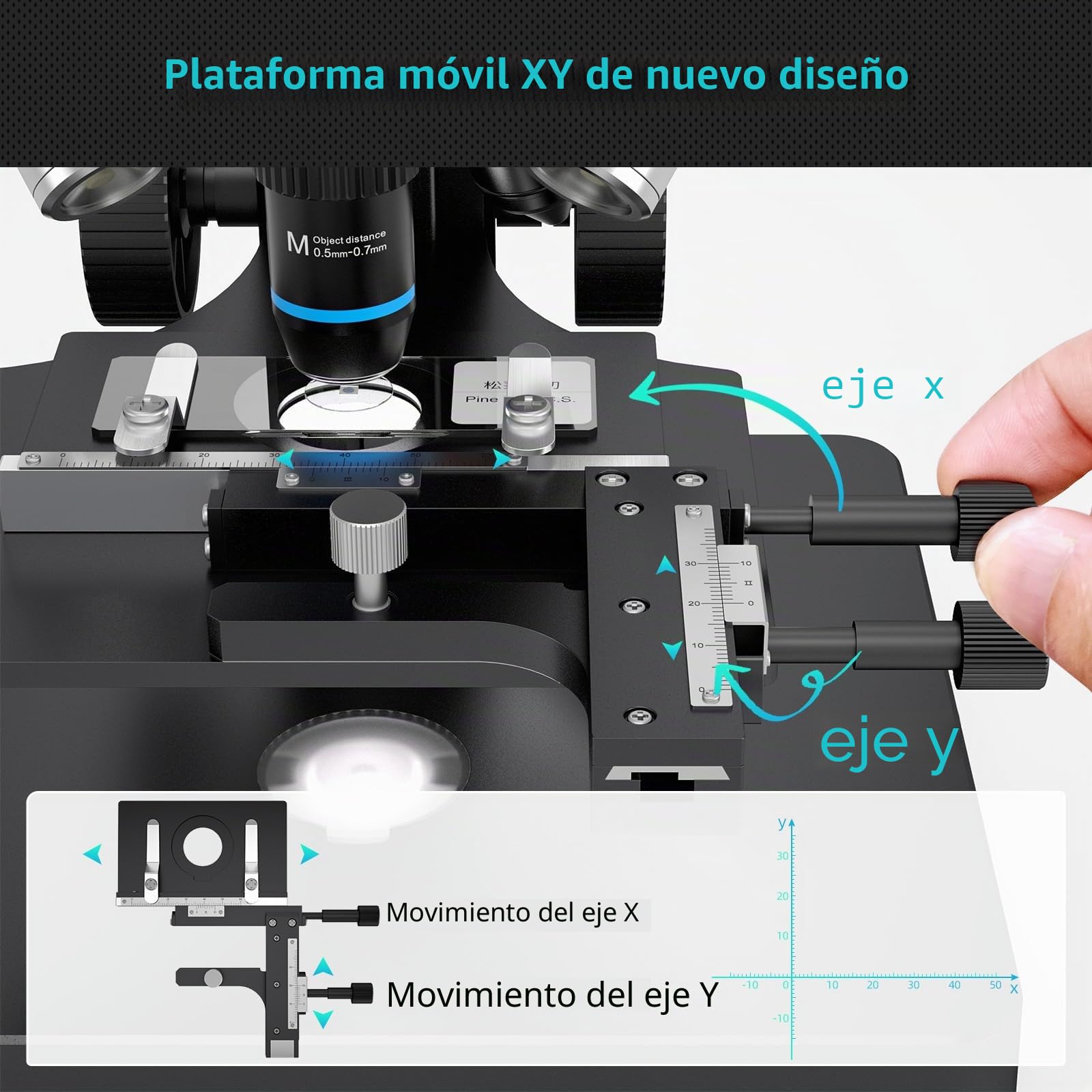 Andonstar Microscopio digital AD266S 20X-5000X HDMI, 2160P UHD, LCD 7 pulgadas, grabación de video, kit biológico para casa con diapositivas