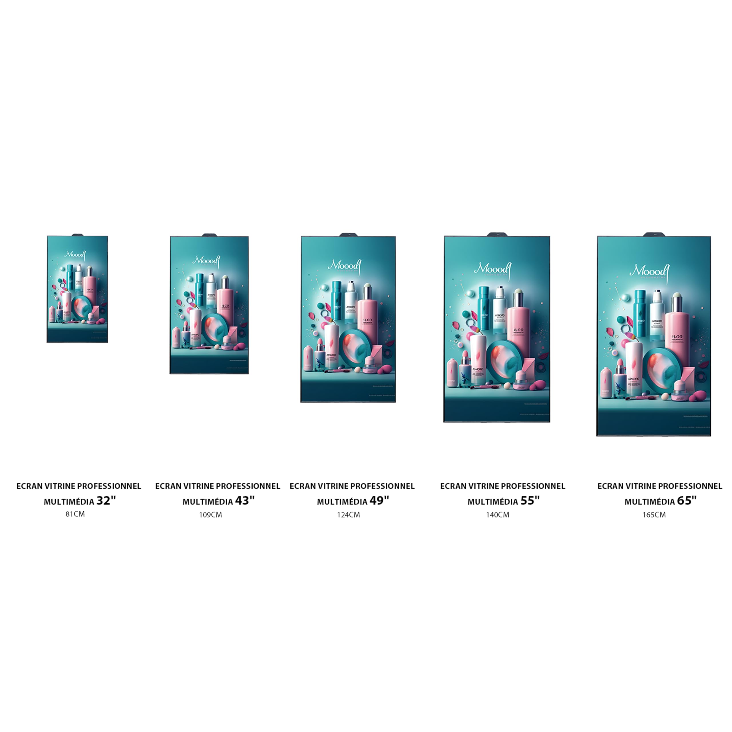 ADVUE Écran d'Affichage Dynamique Mural 43 Pouces - Moniteur Professionnel Intérieur Full HD - Android, Wi-FI, Verre Trempé 24/7 - Panneau Digital Publicitaire pour Boutique Et Agence