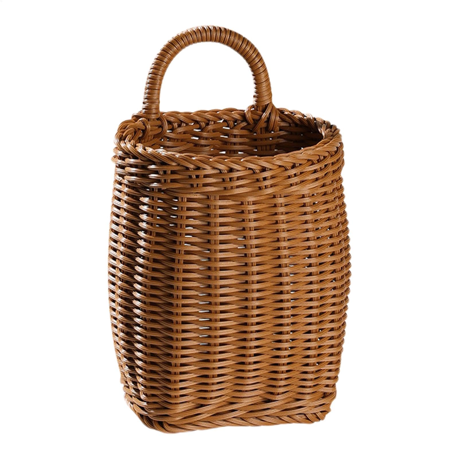 Wicker Wall Baskets | Wicker Rattan Kitchen Baskets Wall | Handmade Hangable Storage Organize, Vegetable Fruit Container for Home, Restaurant, Farmhouse, Garden