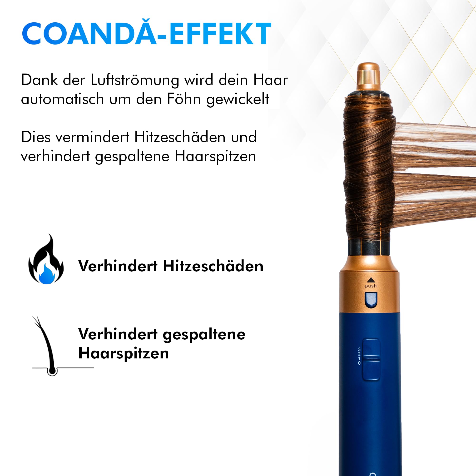 airstyler 5 in 1, lockenstab, haartrockner, warmluftbürste, föhnbürste, föhn… (Vinca Blue)