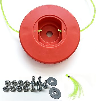Universal Weed Eater Head, Fixed Line Trimmer Head No Spool Weedeater Heads Replacement Weed Wacker Head for Echo, Ego, Dewalt, Stihl, and Husqvarna, Includes 12pcs 1FT-0.095" Trimmer Line Orange