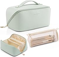 Vista 21 de Vlando Bolsa de maquillaje con inicial, regalos personalizados para mujer, Blanco-S