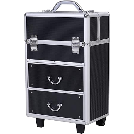 Valise Trolley Maquillage Malette Cosmetique Vanity Poignee Telescopique Reglable 36l X 23l X 58h Cm Alu Noir Amazon Fr Bagages