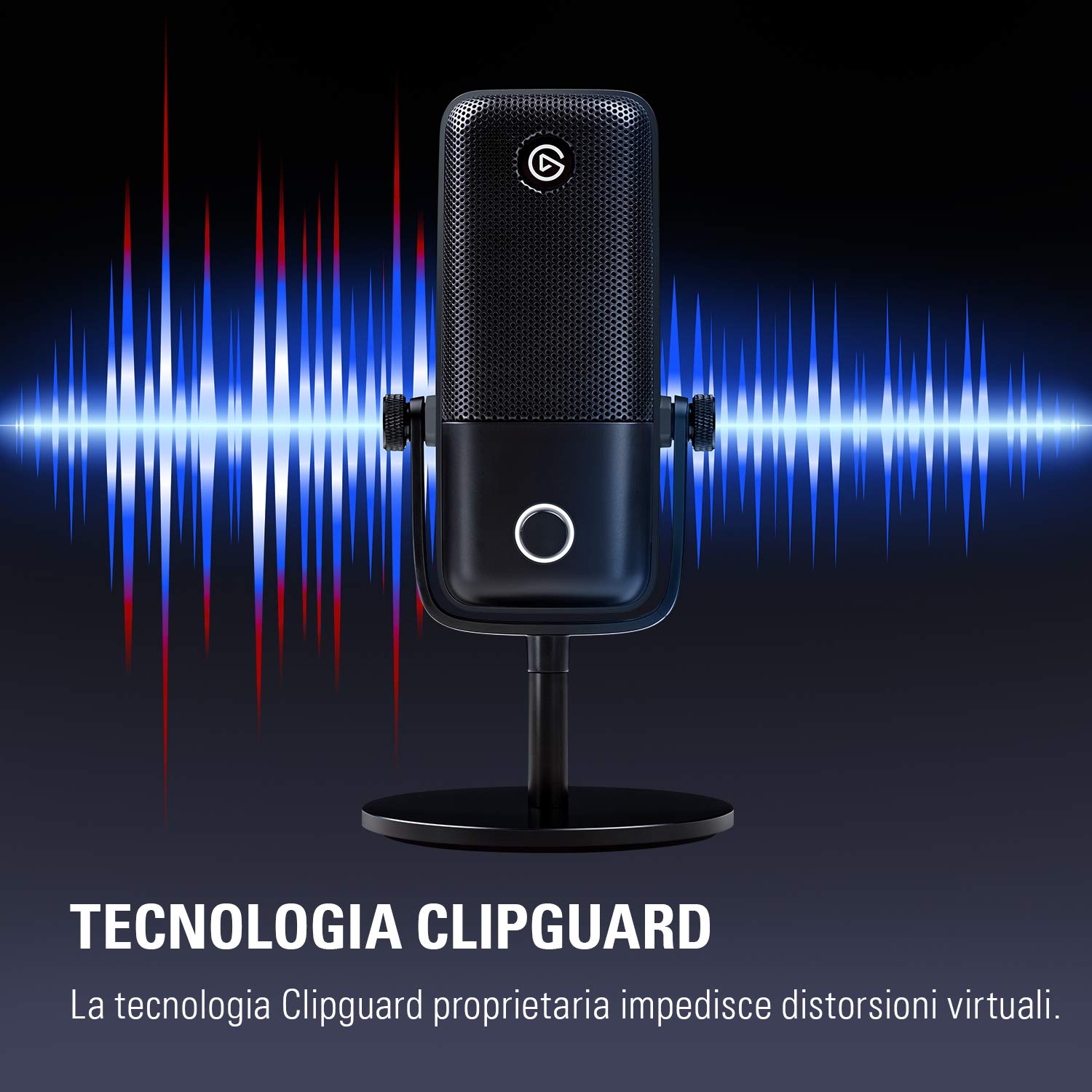 Elgato Wave:1, microfono condensatore USB per streaming, gaming, home office, software di mixaggio gratis, plug-in per effetti audio, anti-distorsione, plug & play, Mac/PC