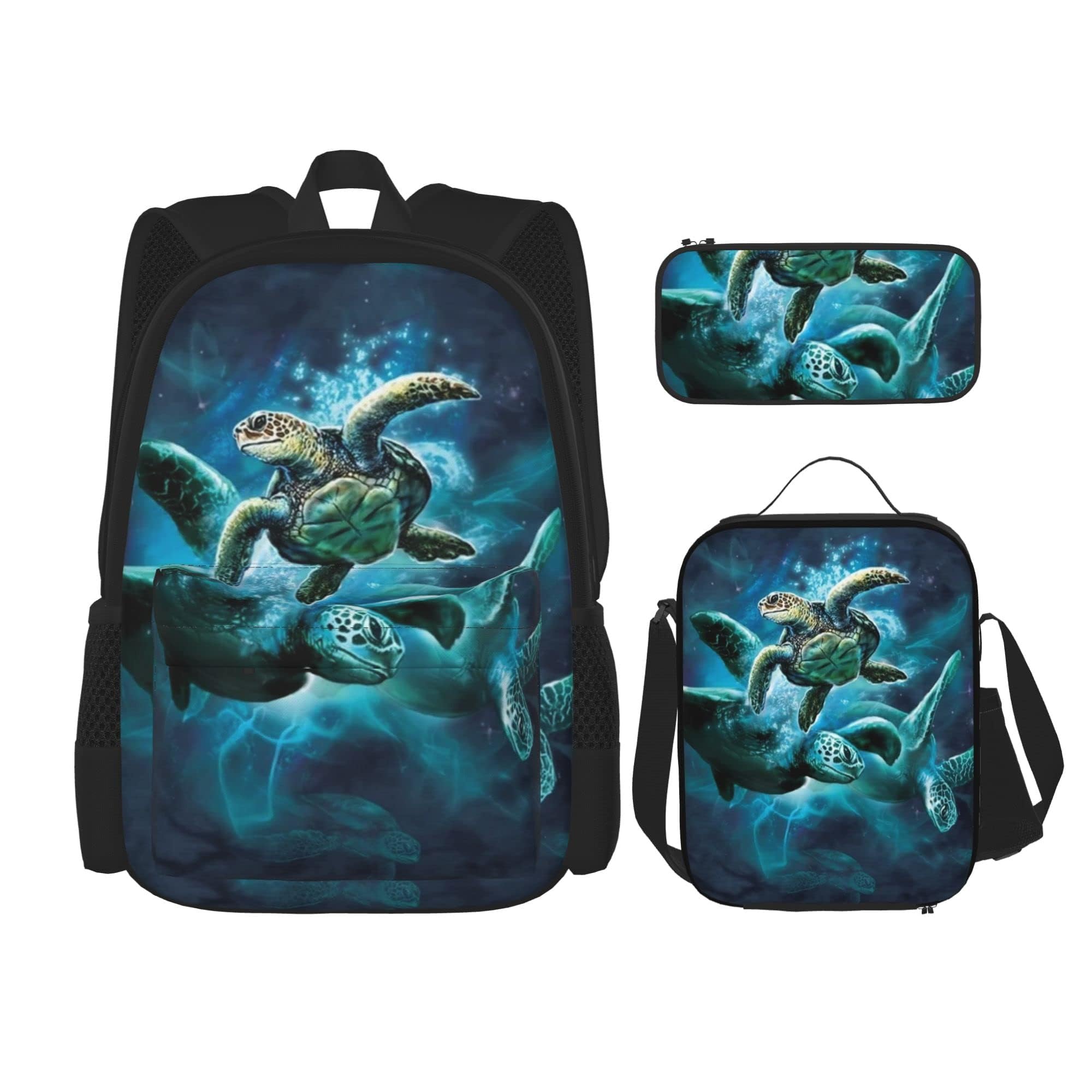 xubrextas 3pcs backpacks for boys/girls Sea turtle Backpack with Lunch Bag and Pencil Case book bag