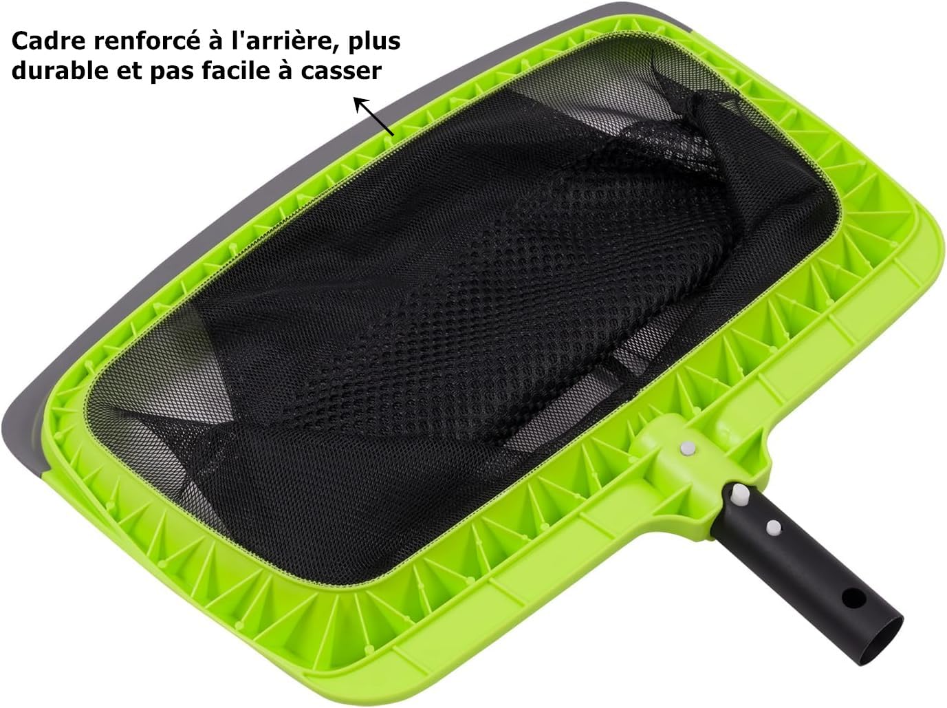 Retino per piscina con bordo in gomma allargato, doppia rete, per la rimozione di detriti di superfici e fondo, strumento di pulizia della piscina.
