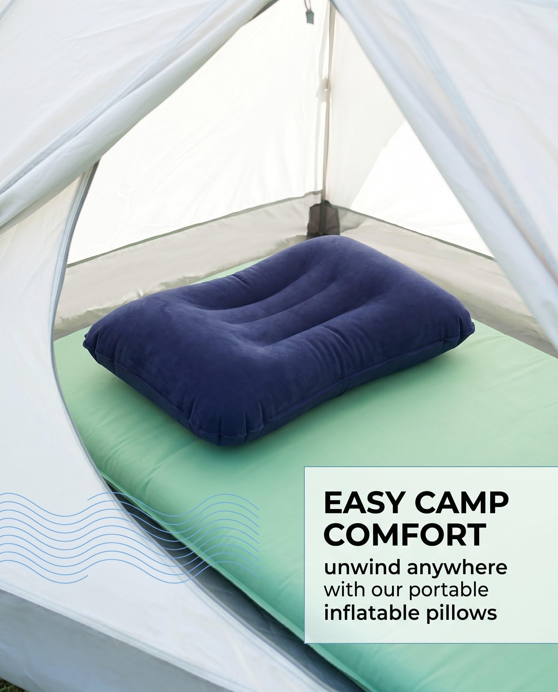 2 Almohadas Hinchables, Almohada Camping Ergonómica para Viajes, Outdoor y Playa
