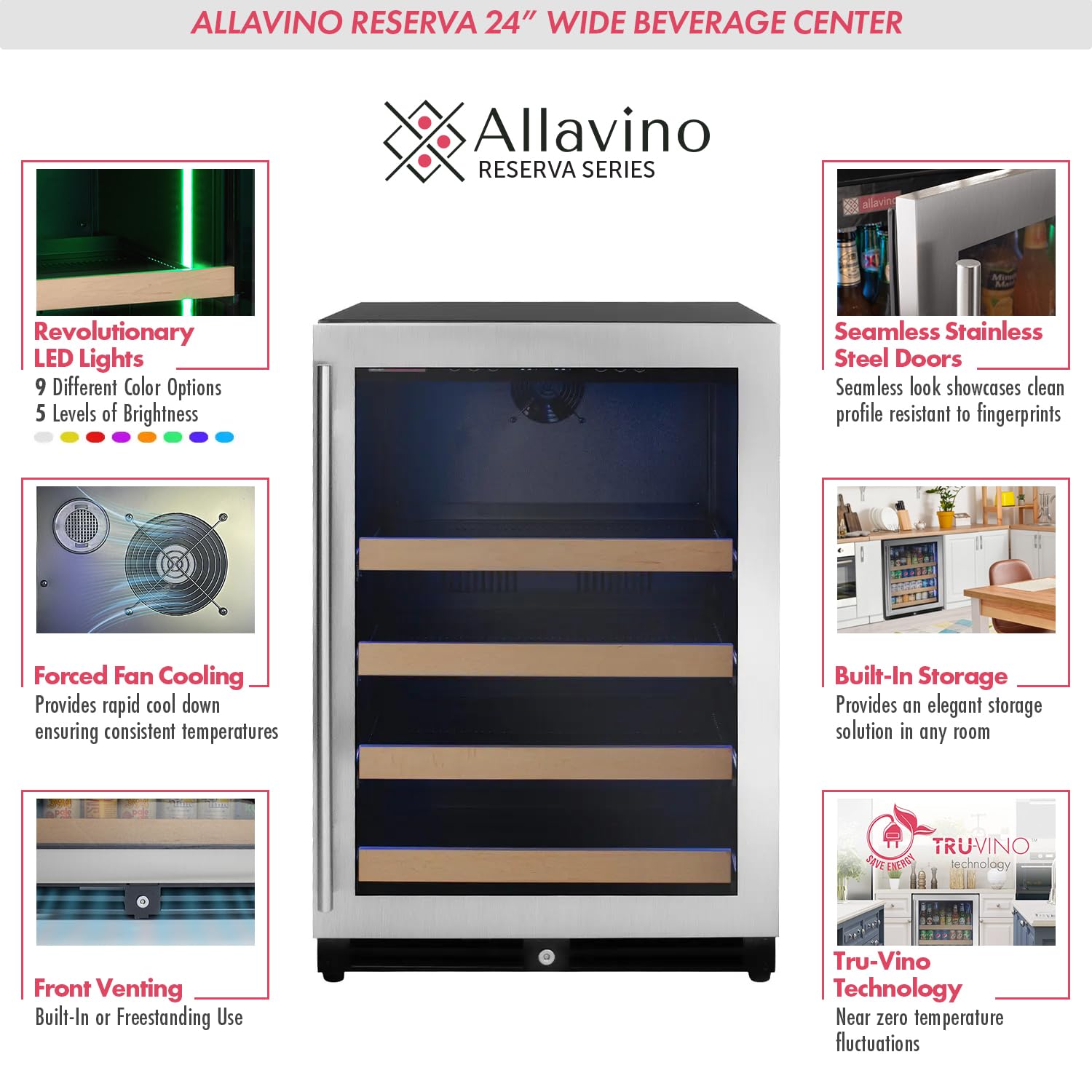 Allavino VSBC24L-SSR 24" Wide Reserva Series Stainless Steel Right Hinge Beverage Center on Fridge.com