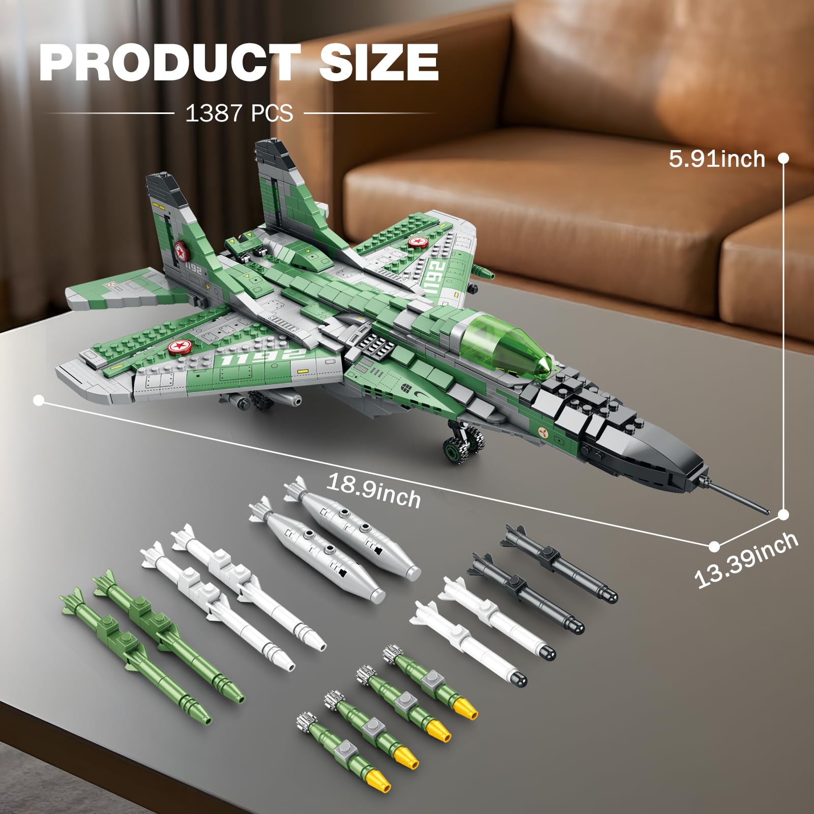 Reobrix Fighter Jet Building Sets for Adults, Military Fighter Display Model 33024, Technical Military Plane Collectible Set, Toys Gifts for Aviation Fans Boys Girls 14+ (1387 PCS)