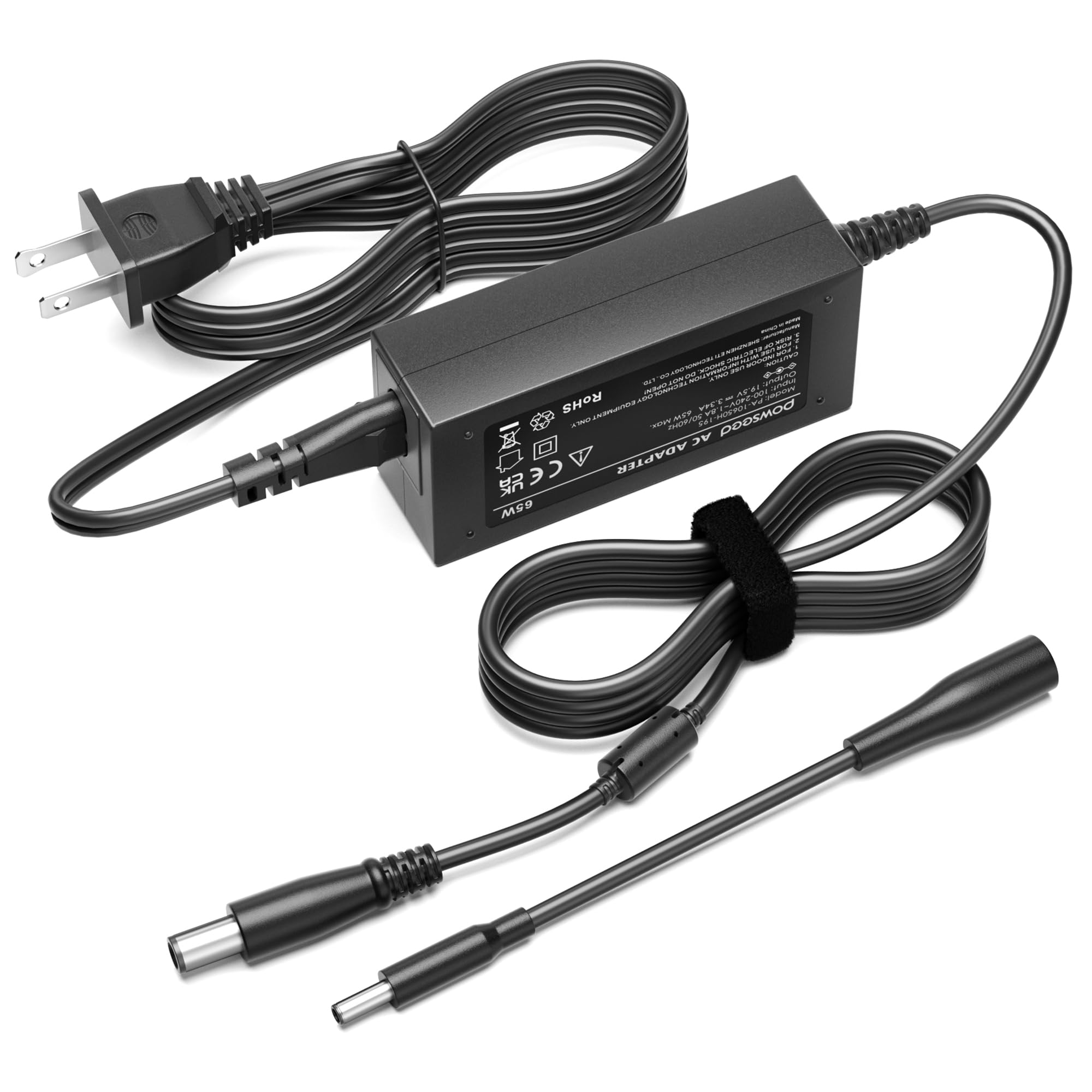 Powseed 65W Laptop Charger Replacement for 65W 45W Dell Laptop charger Compatible with Inspiron 11 13 14 15 17 3000 5000 7000 Series Vostro Latitude XPS AC Adapter Power Cord Round Tip 7.4mm and 4.5mm