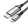 USB-C to DisplayPort Cable 6.6ft (16K@60Hz 8K@120Hz), 80Gbps USB C to DP 2.1 Cord Thunderbolt 3/4/5 Compatible with MacBook Pro/Air, for iPhone 17 Pro Max, for iPad Pro, for iMac, for XPS.