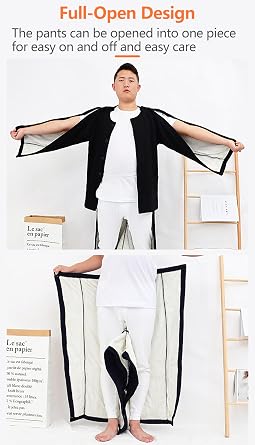 Patient Pajamas Winter Plus Velvet, Long Sleeve Tear Away Hospital Gowns for Bedridden Elderly Home Care