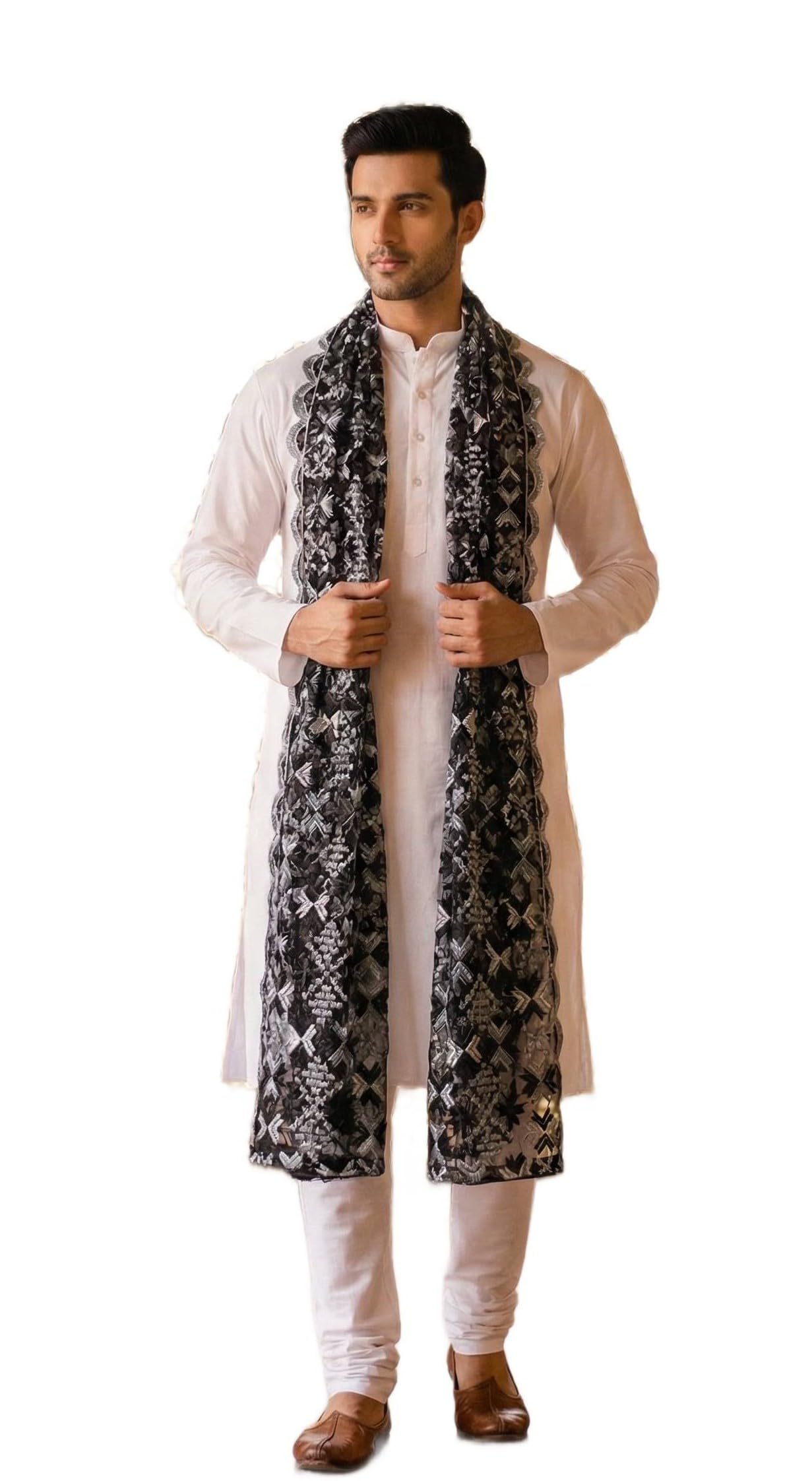 zamour Men’s Punjabi Phulkari Chope Dupatta with Embroidery in Organza Fabric | Perfect for Festival & Wedding-picture-19
