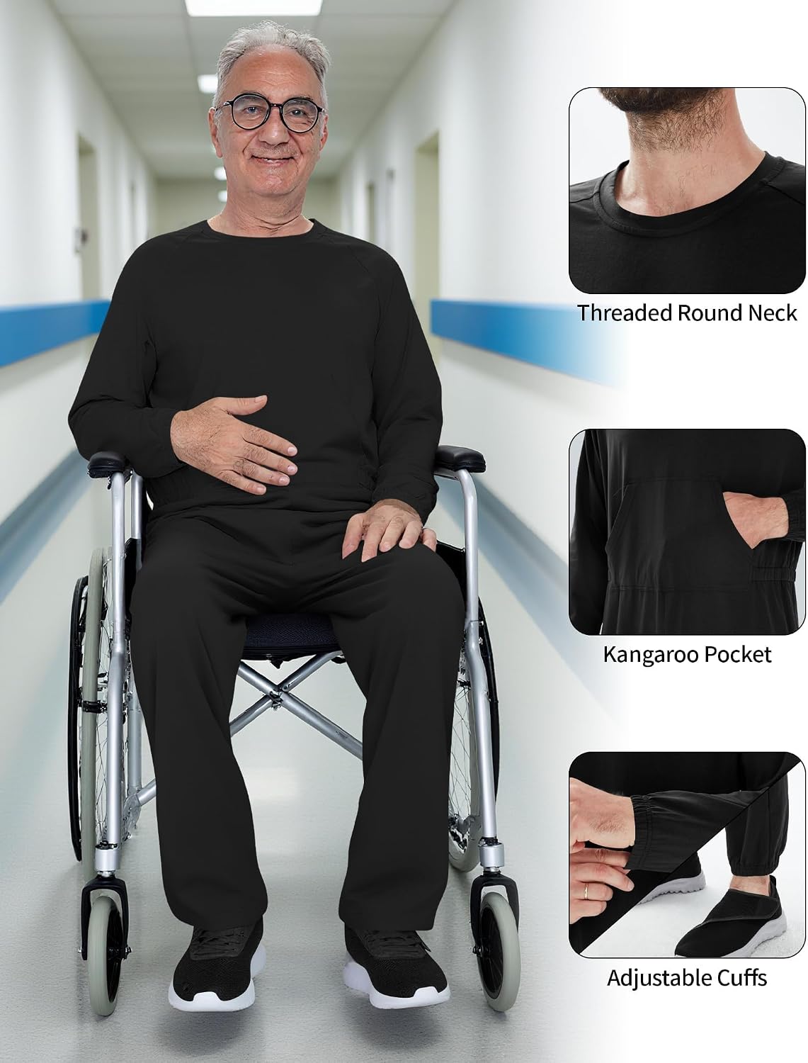 Adaptive Clothing for men Anti-Strip Back-Zip Jumpsuit for Elderly men image 5