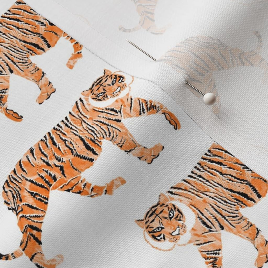 Spoonflower Fabric - Watercolor Tiger Circus Cat Lion Printed on Petal Signature Cotton Fabric by The Yard - Sewing Quilting Apparel Crafts Decor