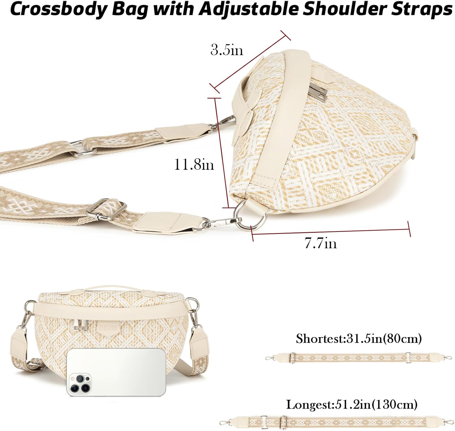 Eslcorri Crossbody Bags for Women - Fashion Sling Purse Shoulder Bag Fanny Pack Leather Causal Chest Bum Bag Cross Body Purse - Image 3