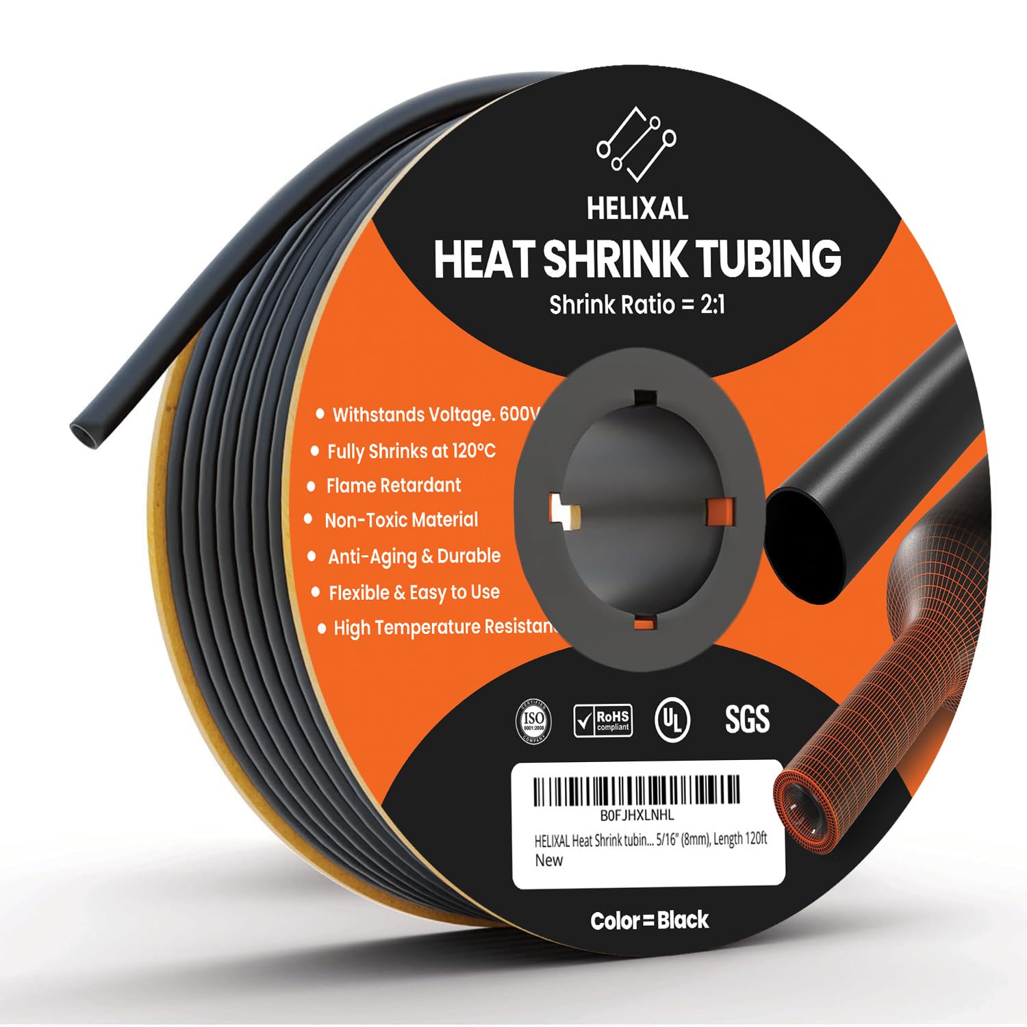 5/16" 8mm HELIXAL 2:1 Heat Shrink Tubing 120ft Spool with Airtight Seal