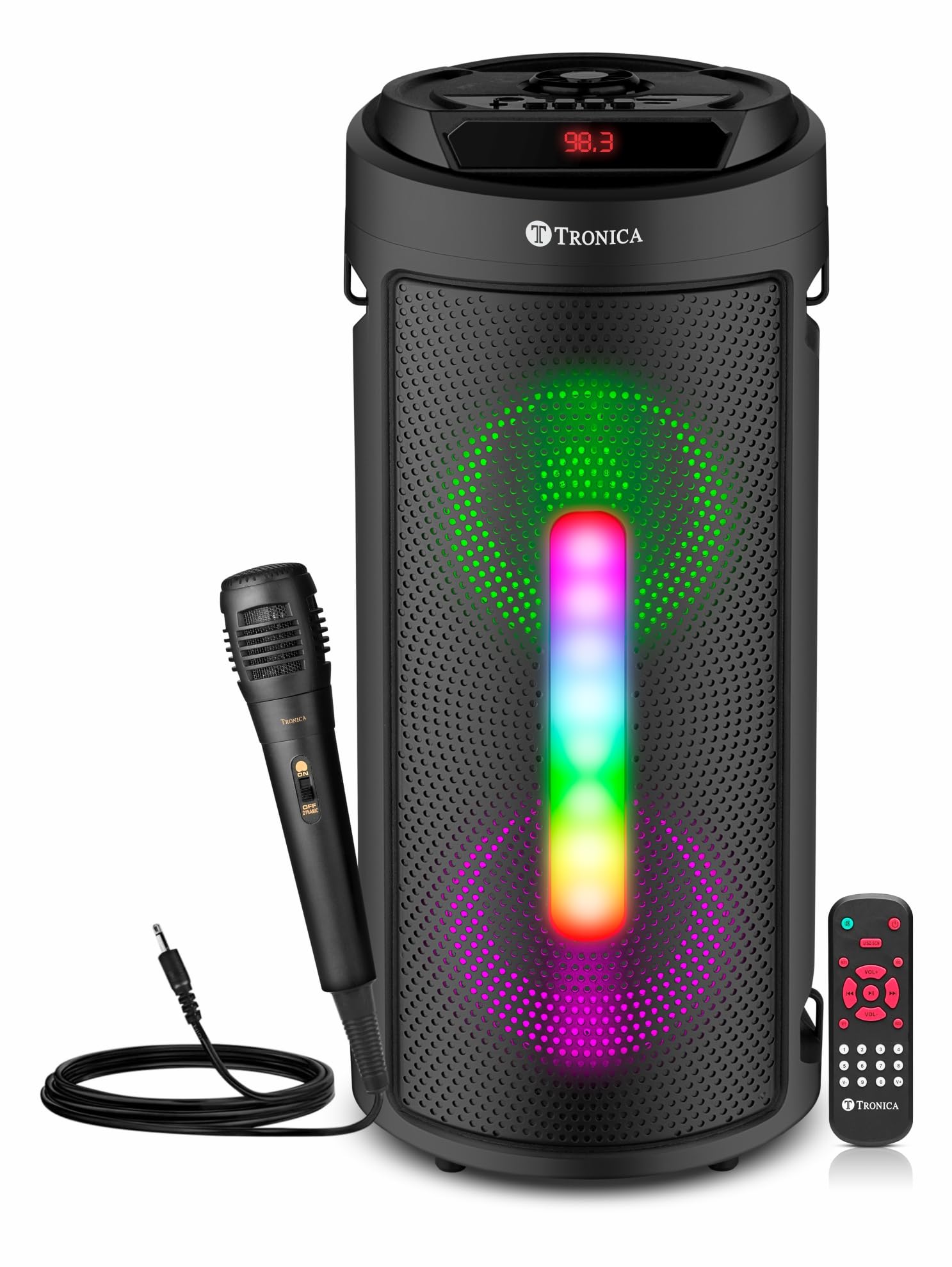 TRONICA Cyclone 4� Double Woofer 40W Multi-Media Bluetooth Party Speaker with Wired Mic for Karaoke, 1800 MAH Battery, Digital Display,RGB Lights, USB, SD Card, FM Radio,Auto TWS Function & Remote (B0CTG947J5) Amazon Price History, Amazon Price Tracker