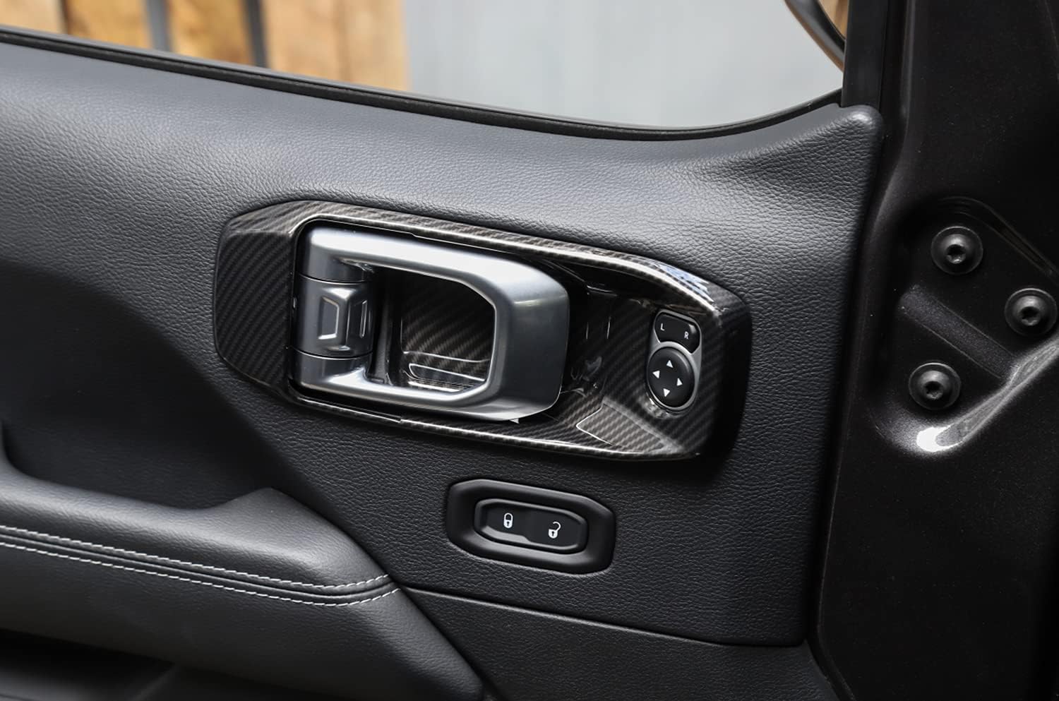 Inner Door Handle Bowl Cover Trim Outer Door Cup Bowl Sticker Protector for Jeep Wrangler JL 4-Door 2018 2019 2020 2021 2022 2023 2024 (Carbon Fiber Look) Interior Exterior Accessories