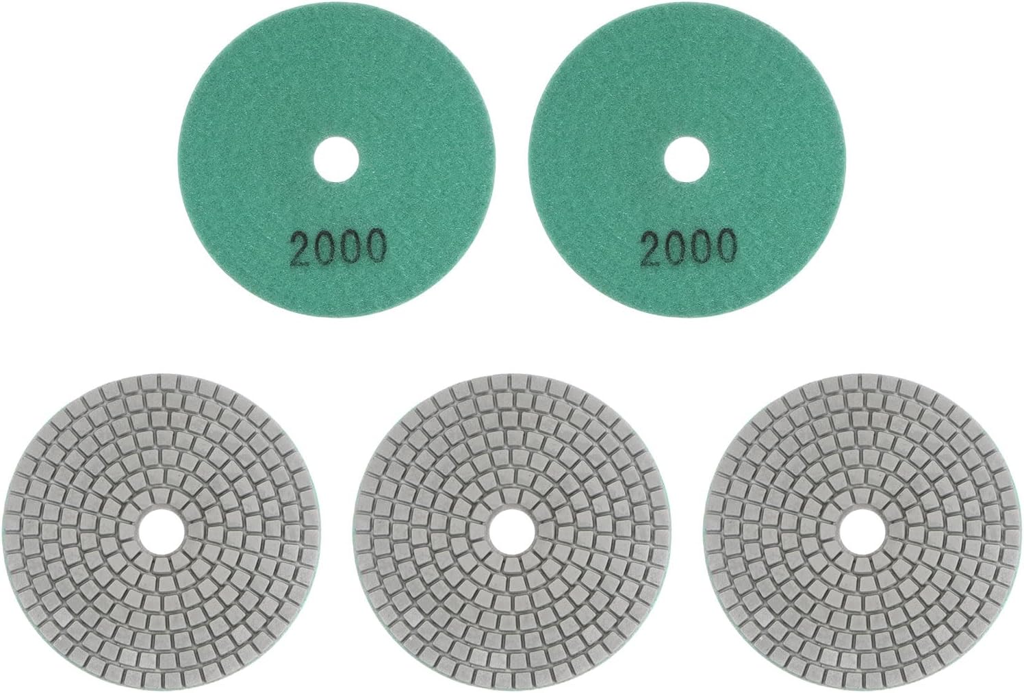 HARFINGTON 5pcs Diamond Polishing Pads 4" Grits 2000 Wet/Dry Polish Pad for Stone Concrete Marble Countertop Quartz for Polisher Grinder